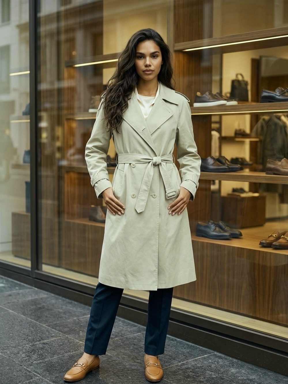 London Fog Vintage Double-Breasted Trench Coat No Lining Light Sage Color Size8p - Picture 2 of 6